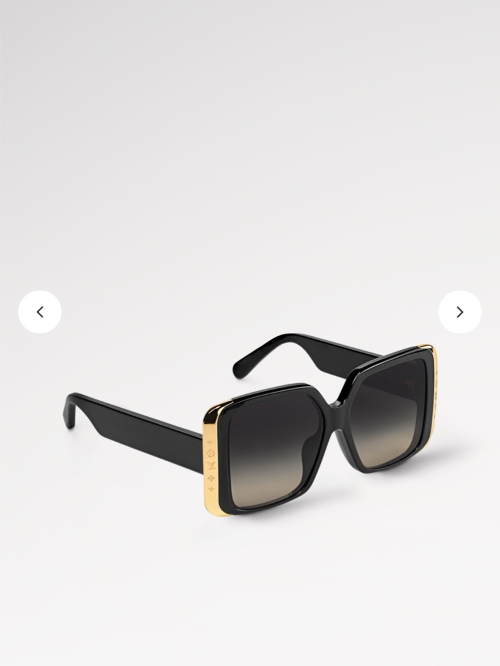 Louis Vuitton Black Square Sunglasses with Gold Trim